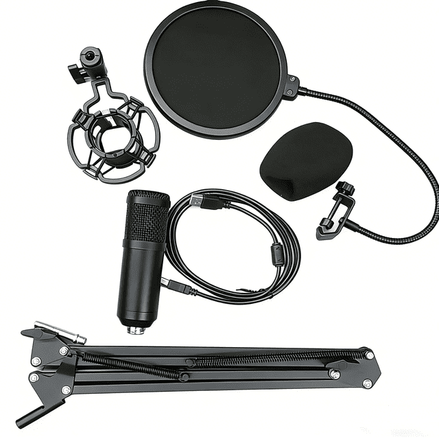 Kit de Micrófono USB Condensador Cardioide con Chipset Profesional