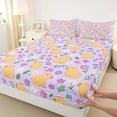 thumbnail image 4 of Erosebridal Cute Capybara Animals Kid Bed Sheets, Purple Flower Leaf King Sheets, 4-Piece, 4 of 5