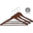 thumbnail image 2 of Wood Suit Hanger w/ Solid Wood Bar & Walnut Finish, Box of 25 Space Saving 17 Inch Flat Wooden Hangers w/ Chrome Swivel Hook & Notches for Shirt Dress or Pants by International Hanger, 2 of 4