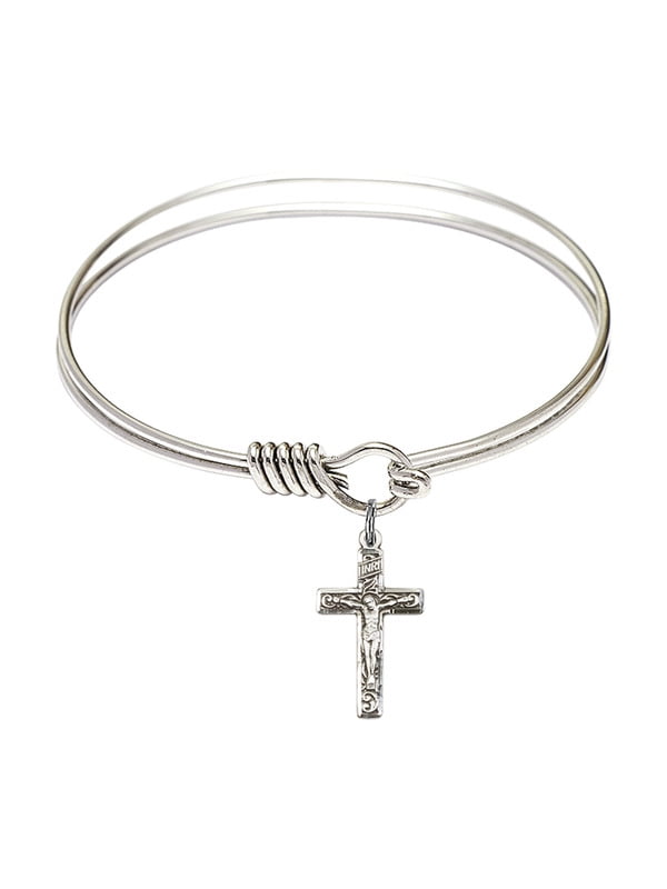 Bonyak Jewelry Round Eye Hook Bangle Bracelet w//St Sophia in Sterling Silver