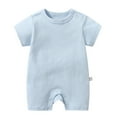 thumbnail image 2 of Hessimy Baby Clothing Baby Boy or Girl Gender Neutral Organic Cotton Short Sleeve Bodysuits solid colour round neck bodysuit (Light Blue,6-9 Months), 2 of 9
