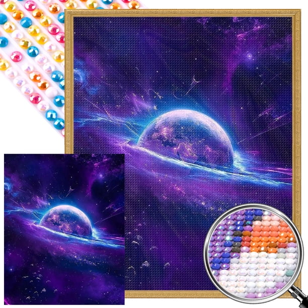 Pintura de diamante 5D DIY, taladro redondo completo, Kit de nebulosa vasta AB parcial, decoración de 45x55cm