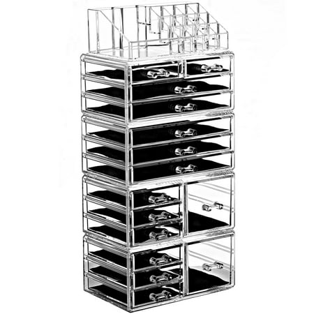 Ikee Design Acrylic Jewelry Makeup Organizer 3 Pcs Set with Drawers