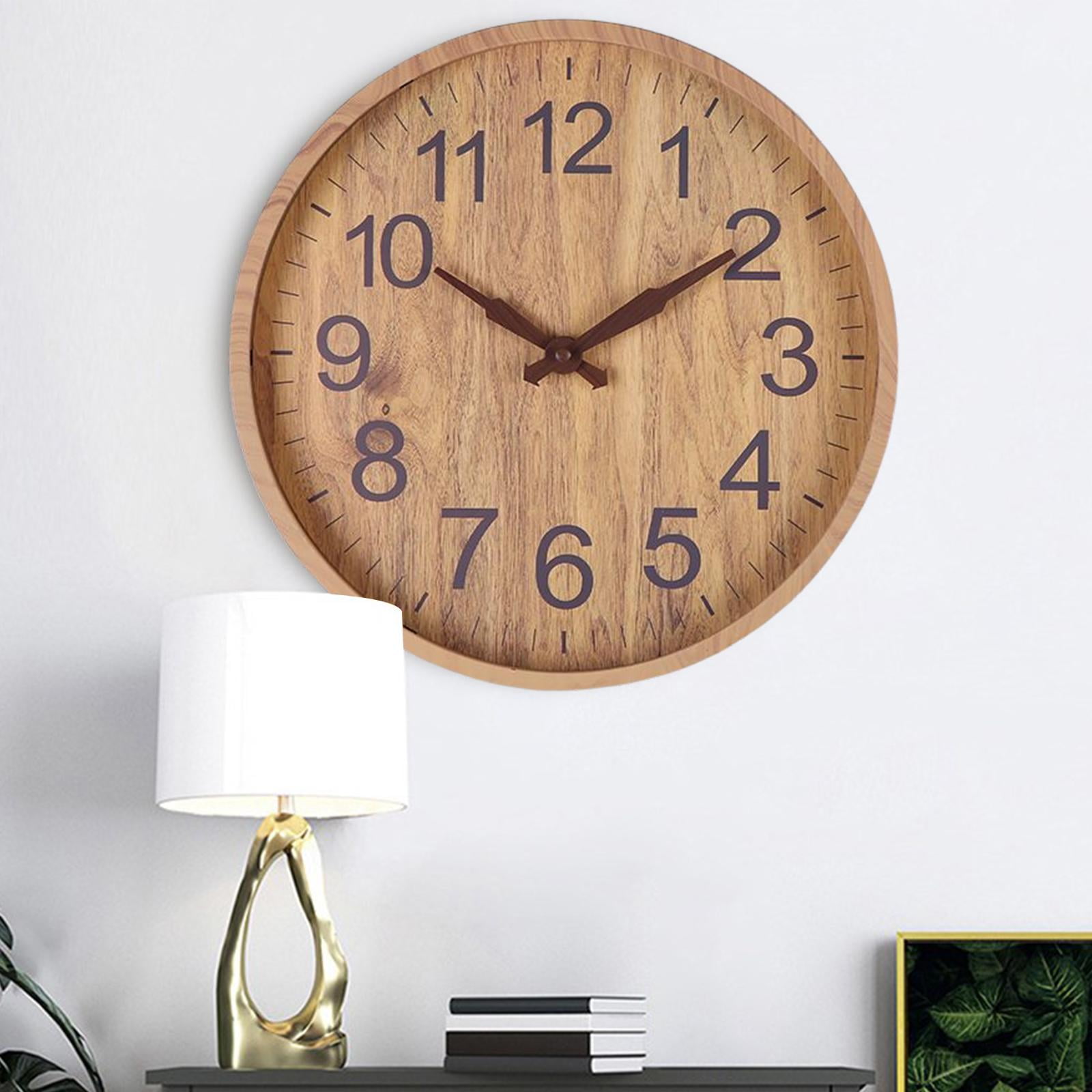 Wood 12"""" Wall Clock Minimalism Round Dinner Decor Ornament Natural Wood