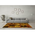 thumbnail image 3 of Ahgly Company Machine Washable Indoor Rectangle Patchwork Yellow Transitional Area Rugs, 7' x 9', 3 of 4