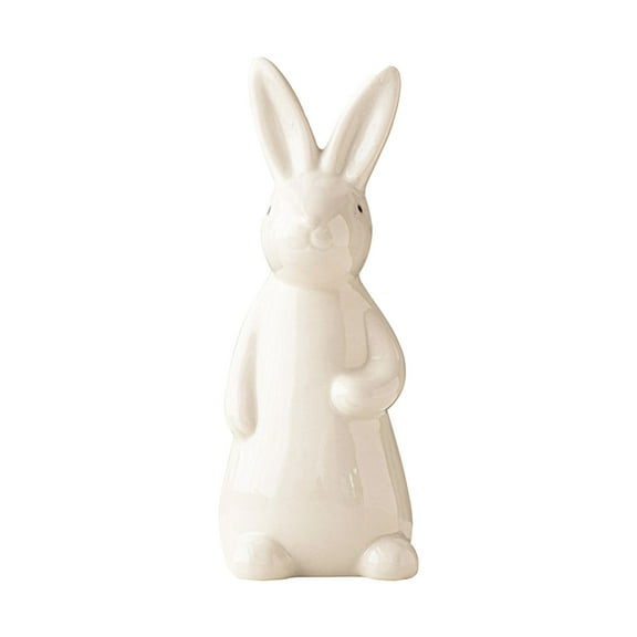 Spring Easter Bunny Figurine Decoration - White Ceramic Easter Bunny Statue Spring Bunny Figurines Rabbit Statues Table Centerpiece Mantels Home Decor Ornaments