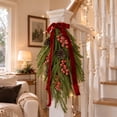 thumbnail image 6 of Christmas Teardrop Swag Decorations, 21" Christmas Teardrop Wreath Artificial Pine Needle Berries Hanging Decor, Red Velvet Bow Swag Wreath for Front Door Mantle Wall Indoor Home Decor, 6 of 6