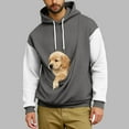 thumbnail image 2 of YOIAVAIOY Hoodie with Dog Pouch for Men Color Block Raglan Kangaroo Pouch Hoodies Casual Cozy Soft Pet Hooded Sweatshirt Dark Gray L, 2 of 6