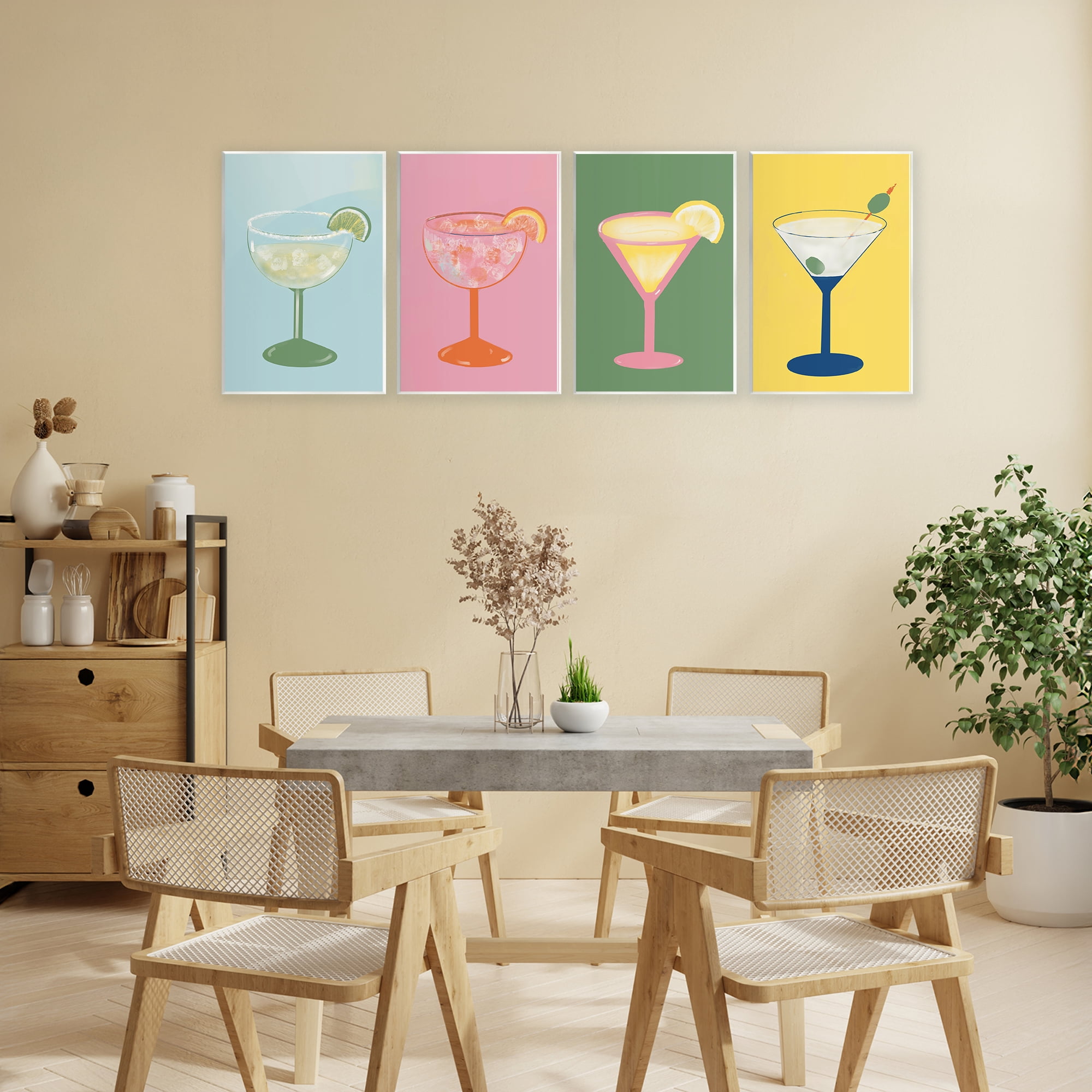 Stupell Industries Stylish & Fun Cocktails 4 Piece Wall Plaque Art Set, design by Robin Maria