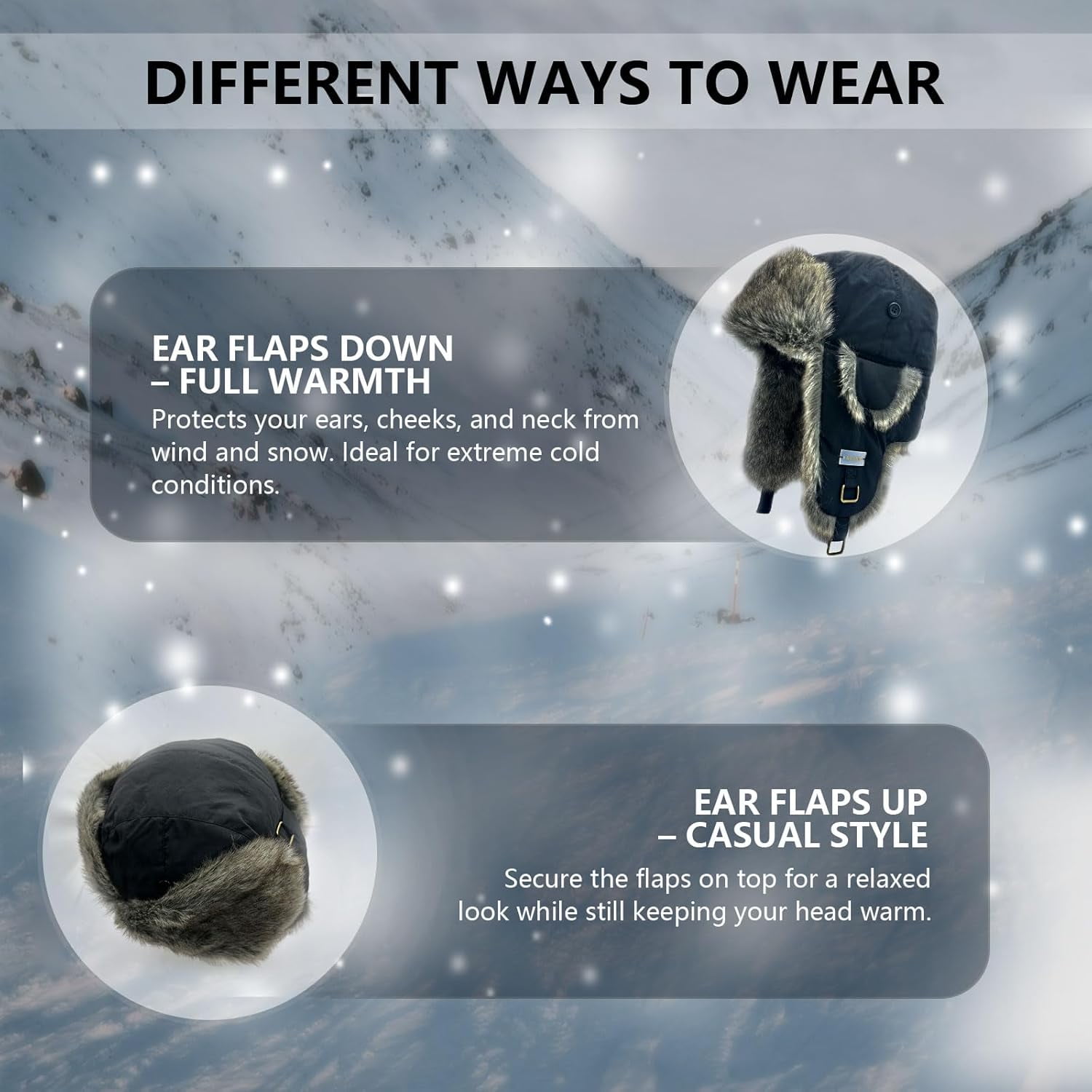 Winter Trapper Hat for Men and Women,Russian Ushanka Aviator Warm Cold Proof Ski Hunting Cycling Winter Hats