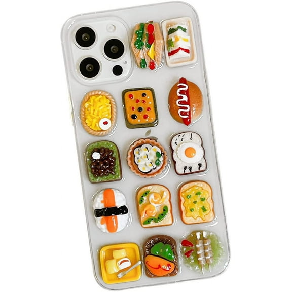 Phone Cases for iPhone 12 Pro Case Clear, 3D Kawaii Camera Lens Protector Cover Phone Cases Silicone Compatible with iPhone 12 Pro (Food Clear)