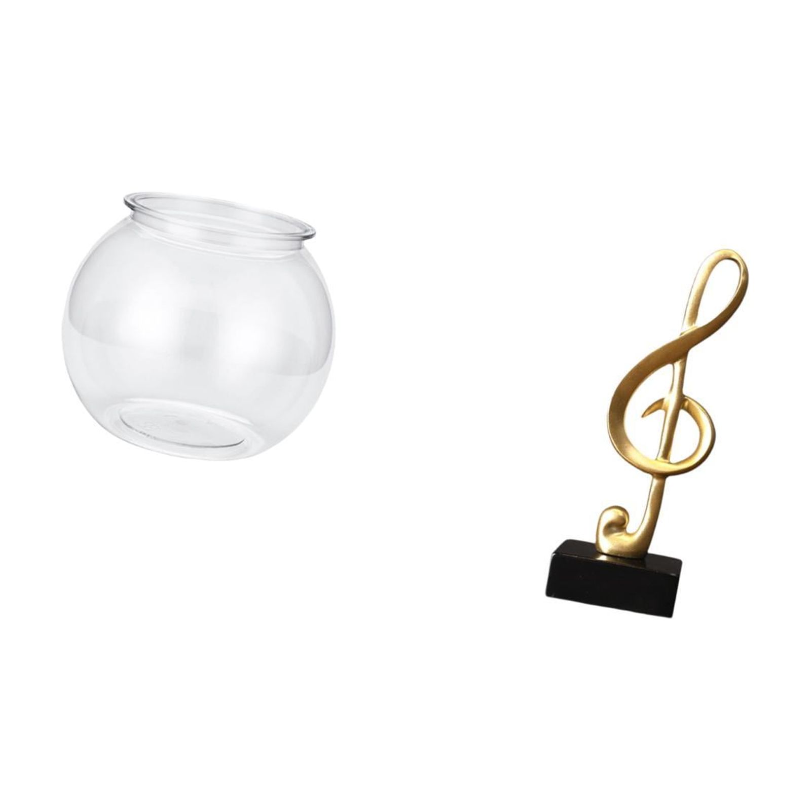 Transparent Fish Tank Vase Music Note Sculpture Resin Material for Desktop Office Home Decoration Fishes Lovers
