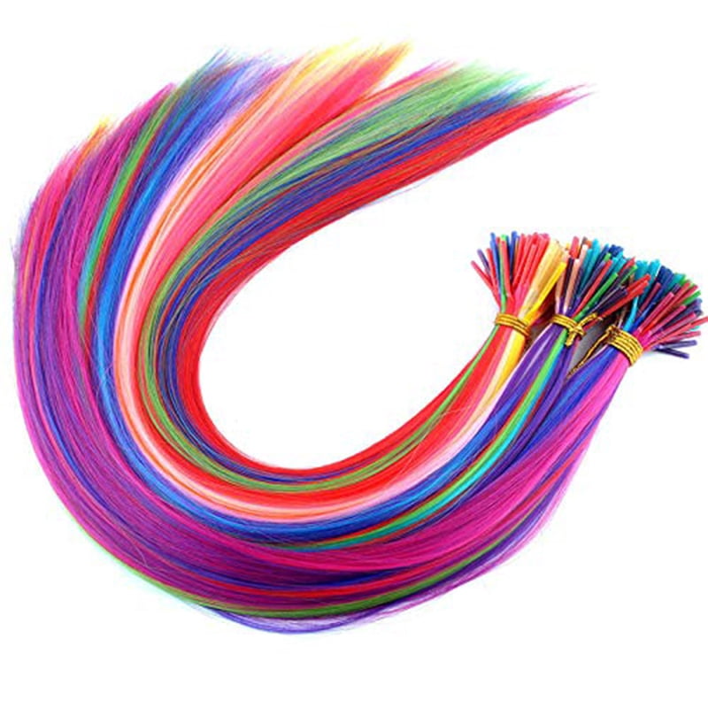 Synthetic Hair Dye Rainbow Fake Hair Extensions Colored Kanekalon I-tip Keratin Fusion for Hair Extension Strands of Hair pieces