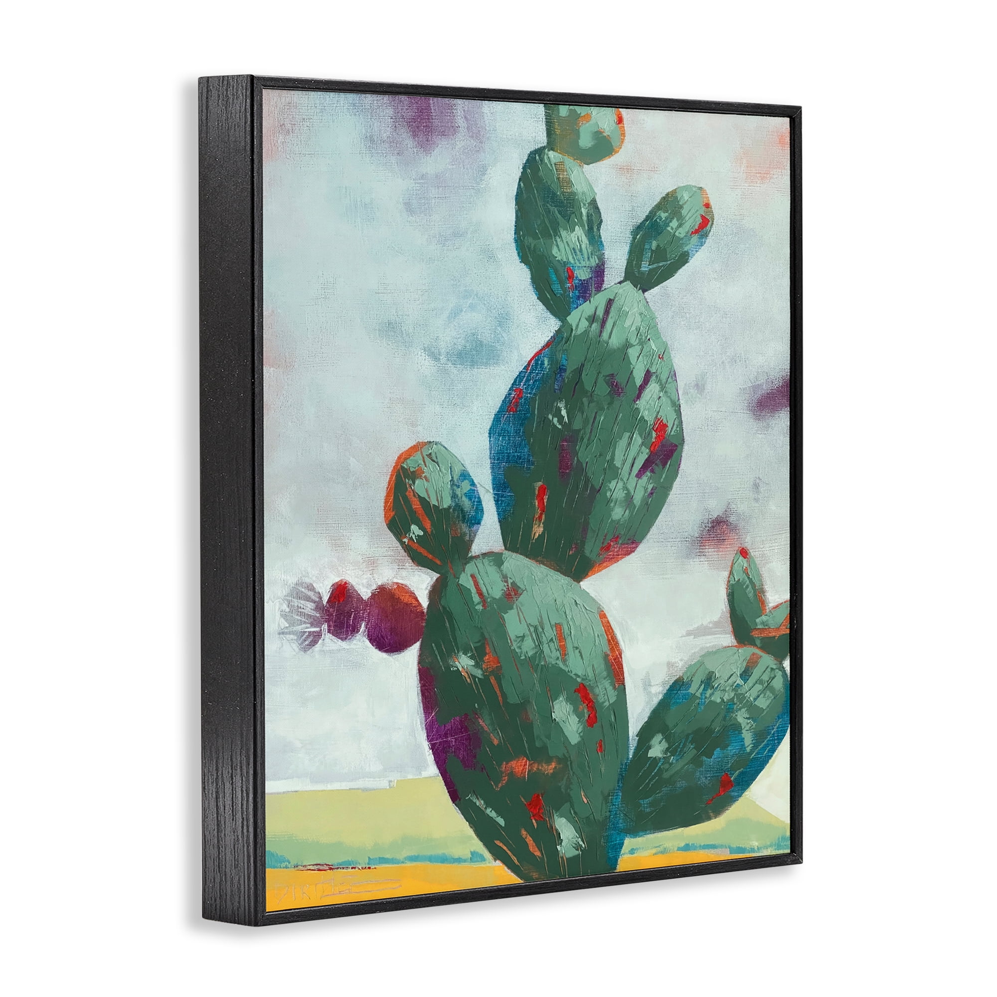 Stand Tall Rounded Cacti Black Framed Giclee Art, design by Dianna Fritzler