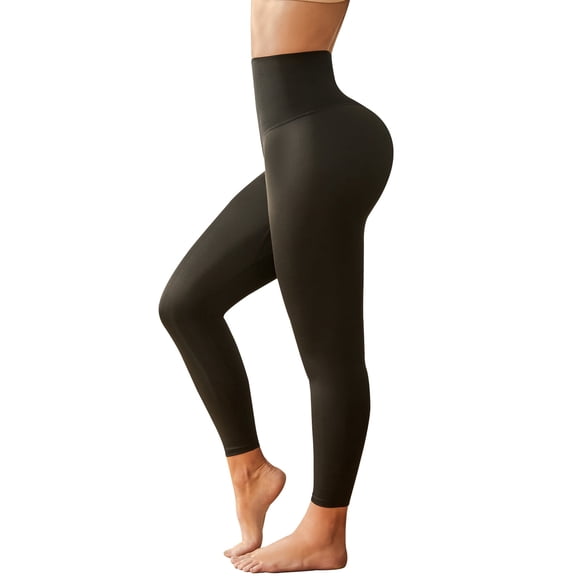 Athlemo Womens High Waisted Shapewear Leggings Tummy Control Butt Lifting Workout Pants Black