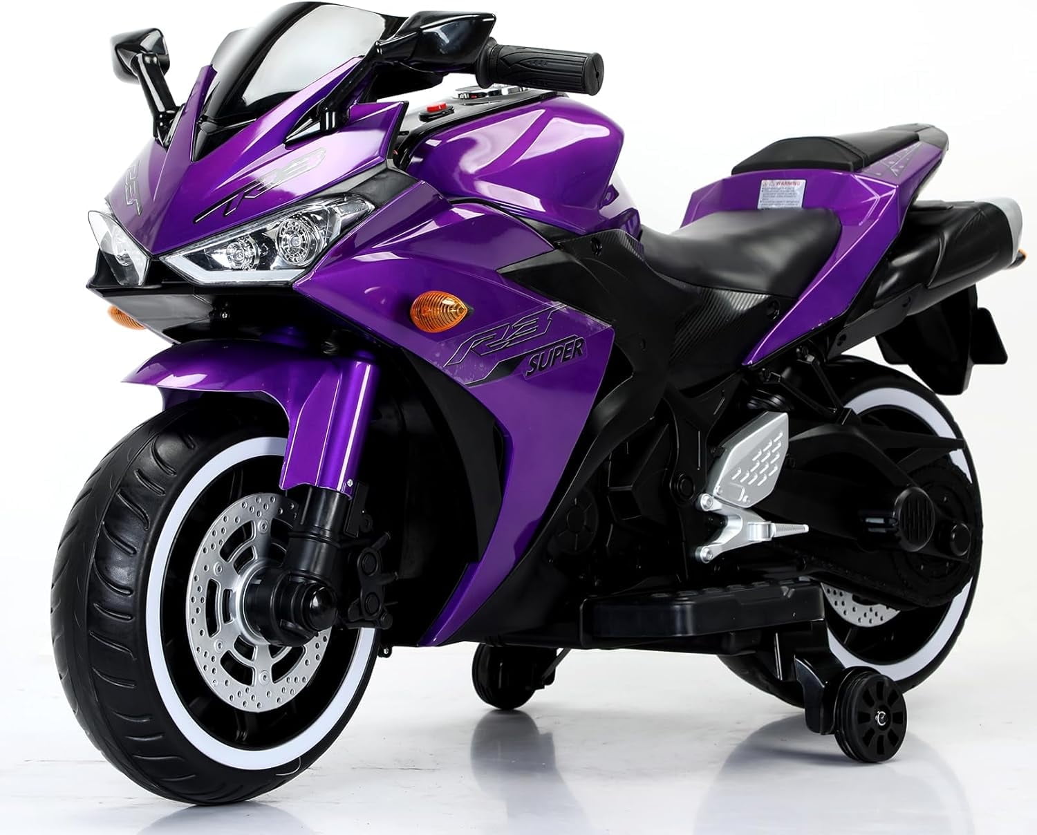 HONGLONG 12V Motorcycle for Kids, Children Battery Motorcycle 2 Wheels Motorbike Ride on Kids Electric Motorcycle with Lighting Wheels/LED Lights, Music, Purple