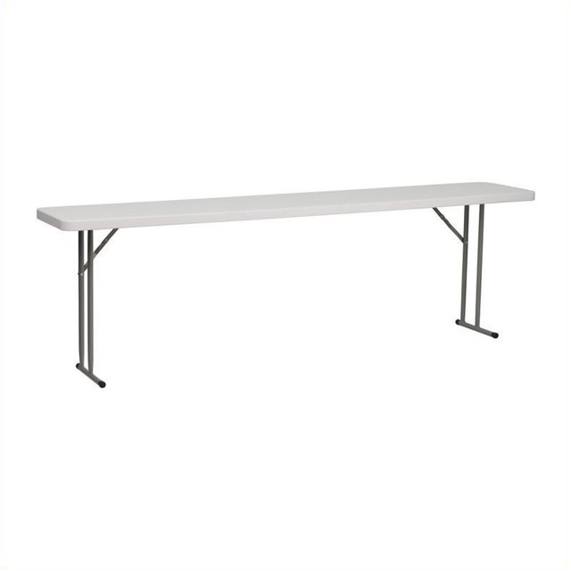 Pemberly Row Granite Plastic Folding Training Table in White