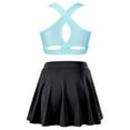 thumbnail image 2 of Sxiwei Kids Girls Tennis Golf Dress Outfit Sleeveless Tank Top and Skorts Sets Gym Yoga Ballet Light Blue&Black 10, 2 of 6