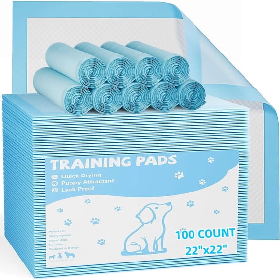 22 in x 22 in, 100 Count Disposable Dog Pee Pet Pads,Pet Puppy Training Pads, Super Absorbent 6 Layer Leak-Proof Fast Dry Pee Pads, Large
