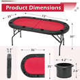 thumbnail image 7 of Homhum Oval Poker Table Foldable, 8 Players Folding Gaming Table, Texas Holdem Table w/Portable Oxford Bag, No Assembly Required, Red, 7 of 7