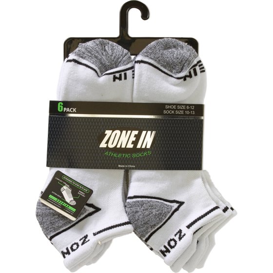 ONLINE Zone In Men's Cushioned Athletic Ankle Sock, 6 Pack