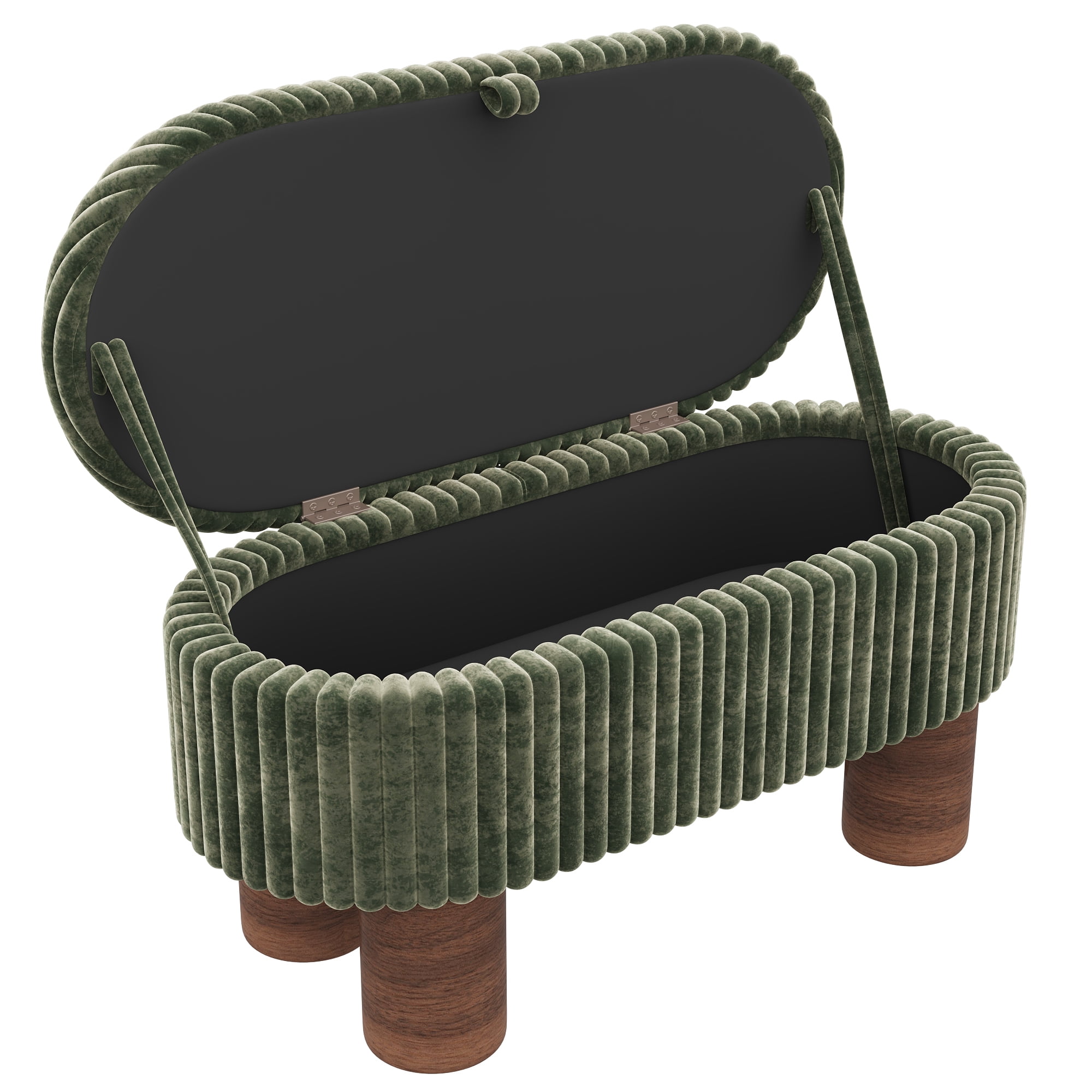 Euroco Modern Storage Ottoman Bench,Corduroy Upholstered Entryway Shoe Bench, End of Bed Bench for Living Room Bedroom,Green
