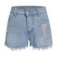 thumbnail image 7 of Hvot&aat Women Mid Rise Ripped Jeans Shorts Frayed Raw Hem Wide Leg Denim Shorts Button Zipper Pocket Cowboy Pants, 7 of 7