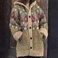 thumbnail image 2 of Cardigan Sweaters for Women Women's Cozy Knitted Hooded Cardigan with Pockets Casual Style Sweater Jacket Cardigan for Women Khaki M, 2 of 4