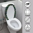 thumbnail image 3 of ZIATUBLES Toilet Lid Cover Decorative Toilet Lid Dust Cover with Elastic Edges Soft Washable Toilet Seat Lid Cover Fit for Round Oval Elongated Toilets for Home Bathroom Accessories, Leaf Black, 3 of 6