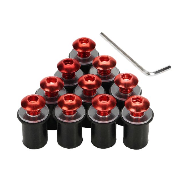koolsoo 10 Pieces Universal Windscreen Windshield Bolts Screw M5 5mm Bolt Red