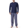thumbnail image 1 of Conjunto de Pijama para Hombre IZOD Azul Marino Jersey Henley y Pantalón de Franela Talla M, 1 of 6