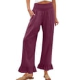 thumbnail image 2 of Nestiefly Womens Wide Leg Pants Drawstring Elastic High Waisted Ruffle Hem Palazzo Pants with Pockets 2026 Purple XL, 2 of 6