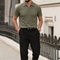 thumbnail image 2 of Men's Breeze Polo Shirt Ice Silk Wearbreeze Shirts Breathable Collared Short Sleeve Top for Casual, Golf and Business Casual Wear Army Green L, 2 of 5