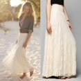thumbnail image 3 of Jupes de Plage Plissées A-Line Maxi Dentelle Florale pour Femmes, 3 of 7