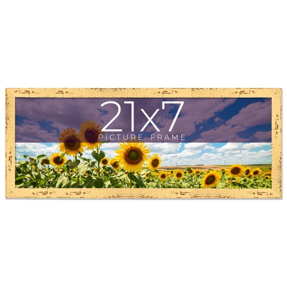 21x7 Frame Yellow Real Wood Picture Frame Width 1.25 inches | Interior Frame Depth 0.5 inches |
