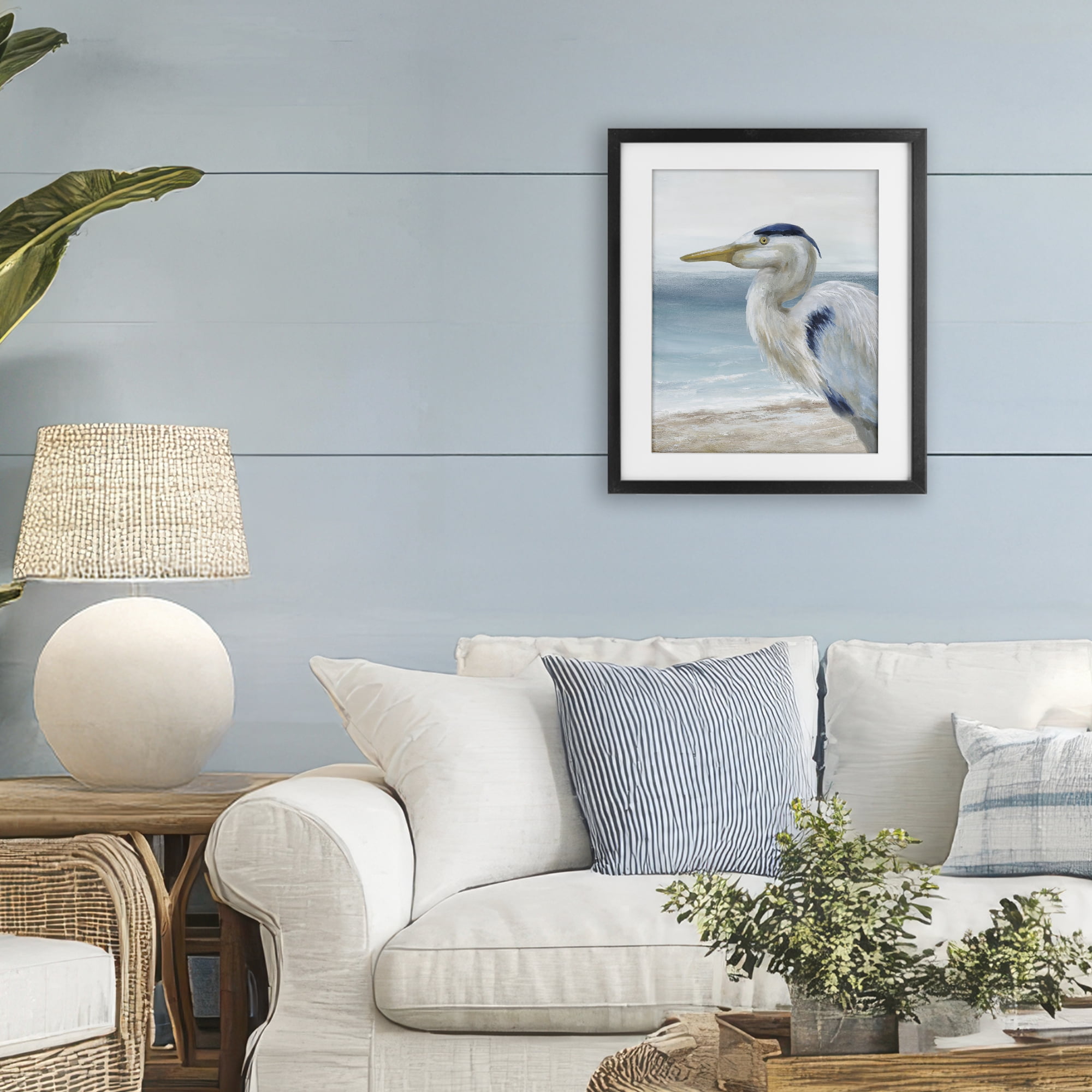 Stupell Industries Left Gazing Heron Black Framed Print Under Glass, design by Nan