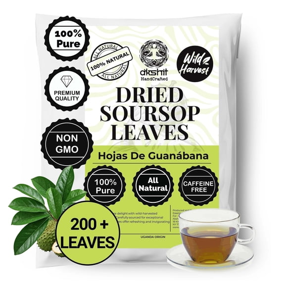 200 Whole Soursop Leaves, Dried Graviola Leaves, Hojas De Guanabana, Herbal Tea, Non-GMO. by Akshit
