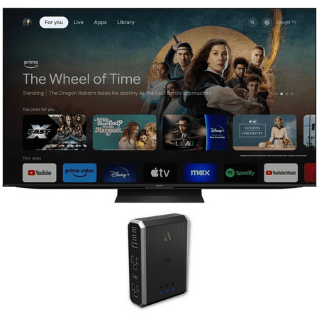SHARP 4T-C75FV1U 75 Inch Class AQUOS XLED 4K Ultra HD Mini LED Google TV with Austere 7S-PS4-US1 4-Outlet Power with Omniport USB (2024)