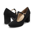 thumbnail image 3 of Zapatos de Tacón Bajo con Correa en T Mary Jane para Mujer DREAM PAIRS Negro 7.5, 3 of 6