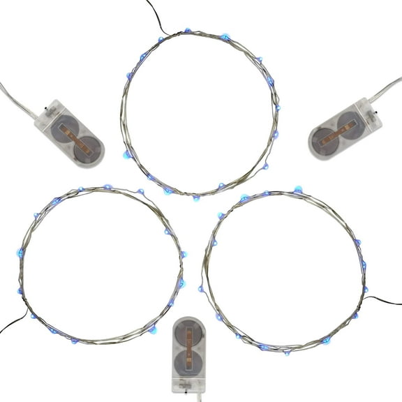 LumaBase Battery Operated LED Fairy String Lights - Set of 3 (Blue)