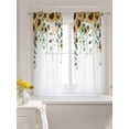 thumbnail image 3 of Sunflower Tier Curtains 45 Inch Length,Sheer Curtains for Bedroom Living Room Window Yellow Floral Eucalyptus Leaves Watercolor Rod Pocket Drapes Kitchen Curtains Small Half Window 27.5"x45" 2 Panels, 3 of 6