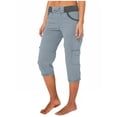 thumbnail image 2 of Womens Outdoor Cargo Capris Drawstring Elastic Waist Casual Hiking Jogger Pants with Multi Pockets Gray XL, 2 of 5