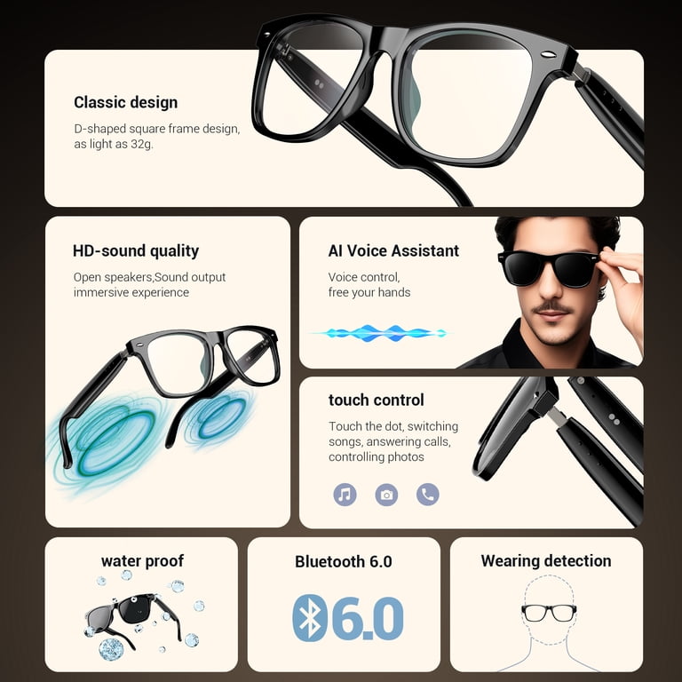 LUOMATE Bluetooth Smart Sunglasses with UV Protection photo 5