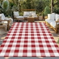 thumbnail image 3 of Fsddascl Farmhouse Red Plaid Outdoor Rug for Patio/Deck/Porch, Non-Slip Large Area Rug 6 x 9 Ft, Rustic Red White Checkered Indoor Outdoor Rugs Washable Area Rugs, Reversible Camping Rug Carpet, 3 of 5