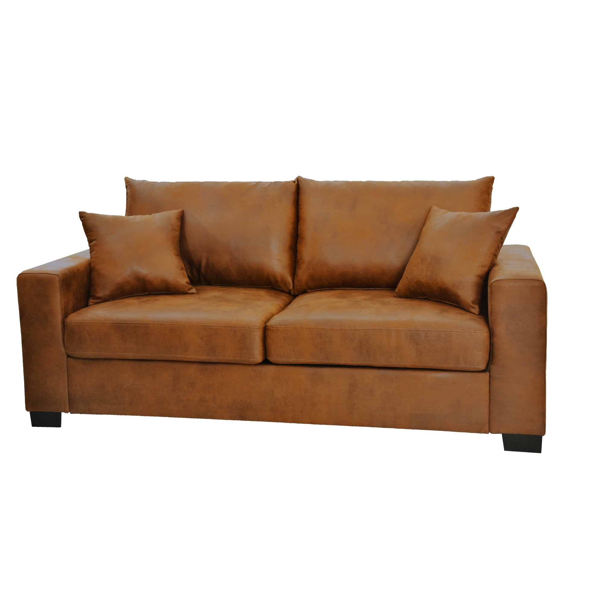 Leumius 69" Sofa for Living Room,Modern 2 Seater Couch for Small Space,Upholstered Loveseat with 2 Throw Pillows,Light Brown