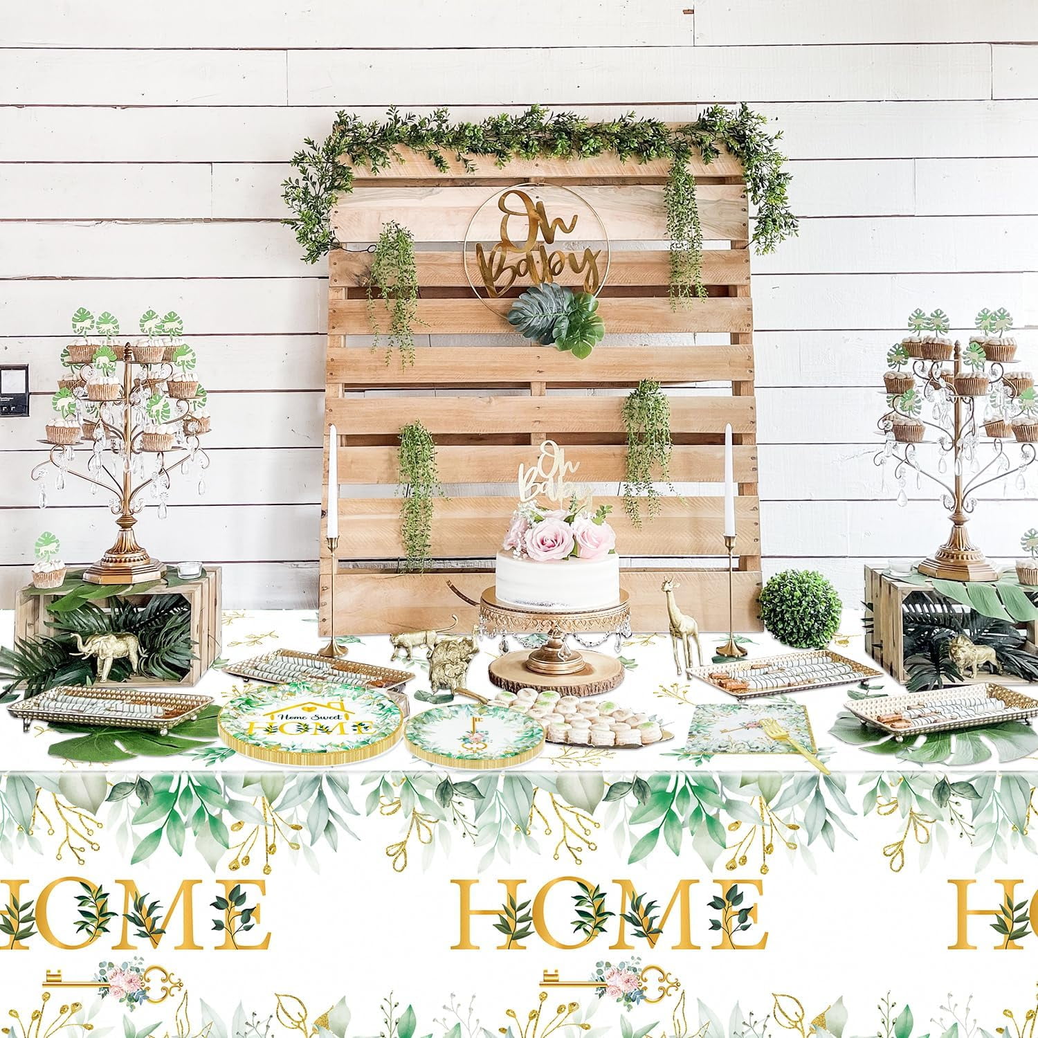 Housewarming Party Decorations - 162pcs Home Sweet Home Party Tableware Set, House Warming Tablecloth, Housewarming Key Plates and Napkins for Welcome Home New Home Wedding Decoration, Serve 40