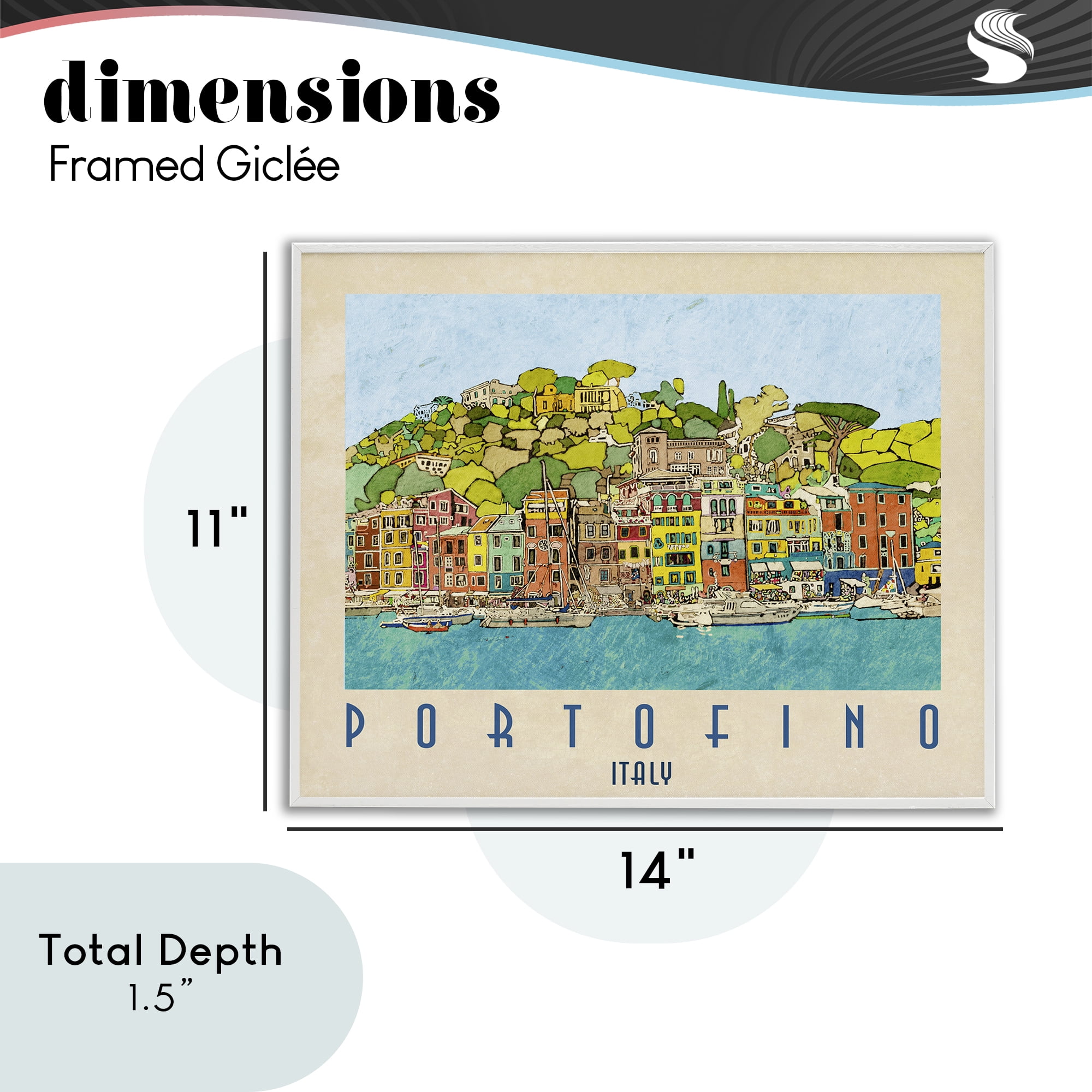 Stupell Industries Portofino Architecture Poster White Framed Giclee Art, design by Ynon Mabat
