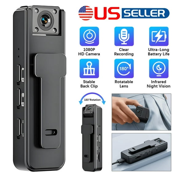 Wireless Vlog Body Camera, 1080P Camcorder, Wearable Body Cam with Night-Vision & 180° Rotation Lens, Portable Sport DV Camcorder for Outdoor Sport Skiing Cycling Hiking