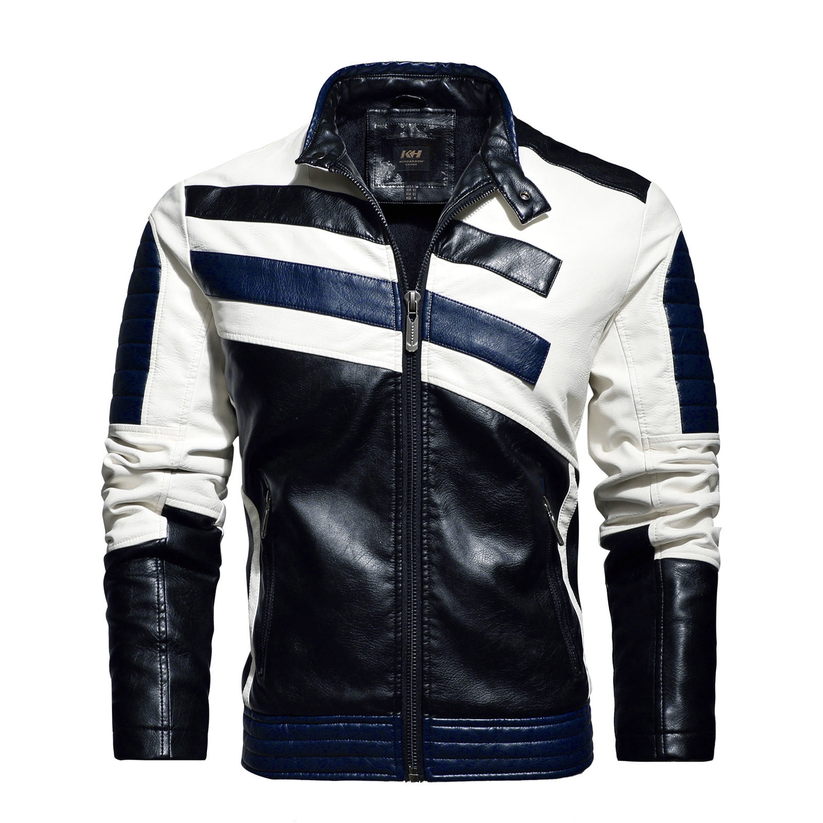 JURANMO Men's Stand Collar Bomber Faux Leather Jacket,2024 JURANMO Men's Stand Collar Bomber Faux Leather Jacket,2024