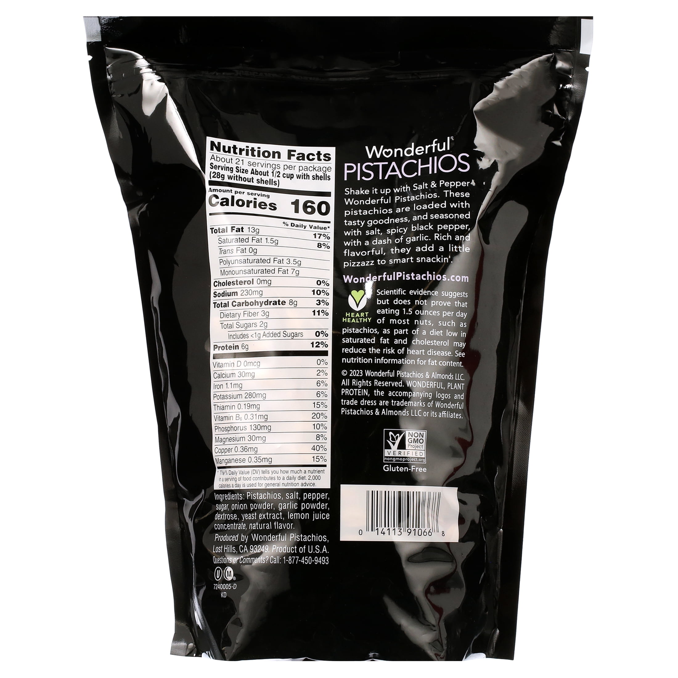 Wonderful Pistachios, Salt and Pepper 40 oz (Contains Tree Nut)